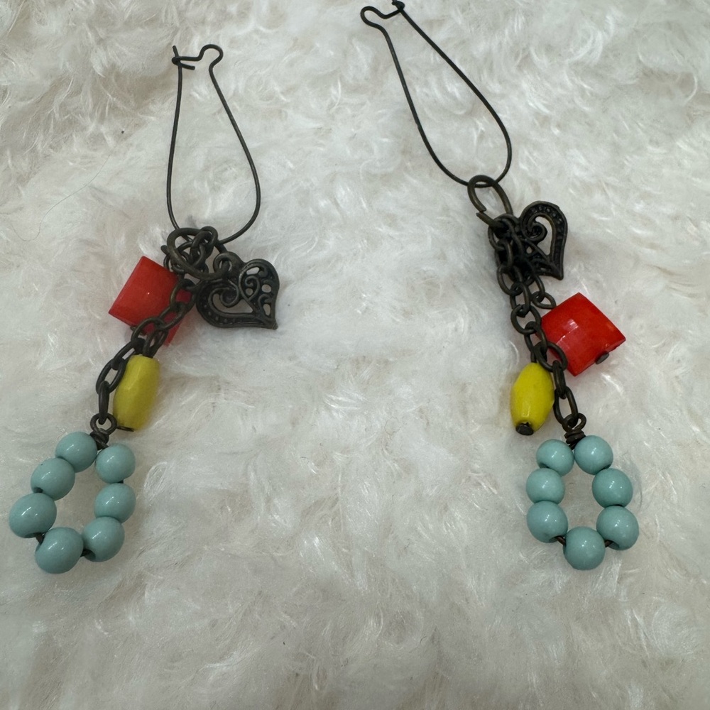 Plunder Red and Yellow Dangle Earrings